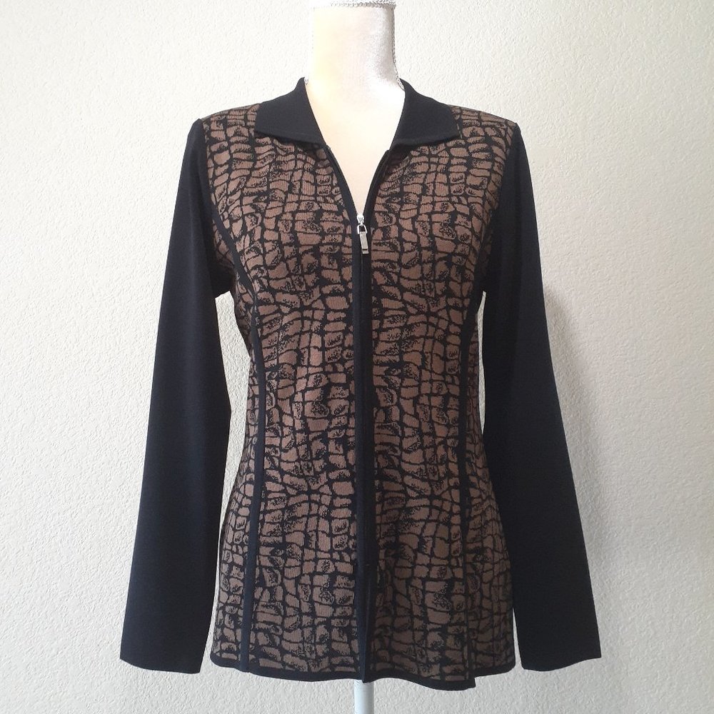 Misook Zip Front Knit Top